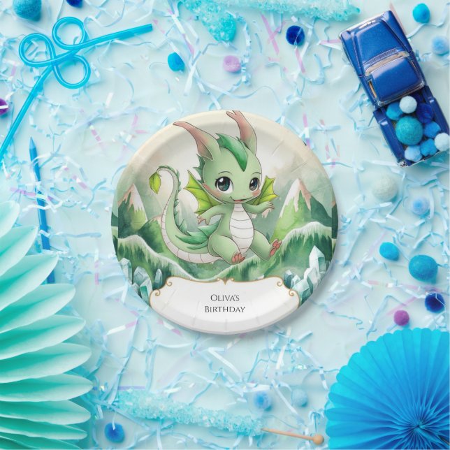 Prato De Papel Magic Pastel Dragon Aniversário (Festa)