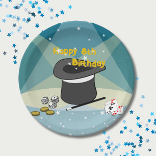 Prato De Papel Magic Show Feliz 8º aniversário Festa de Crianças