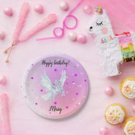 Prato De Papel Magical color start white unicorn