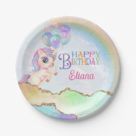 Prato De Papel Magical Rainbow Unicorn Birthday