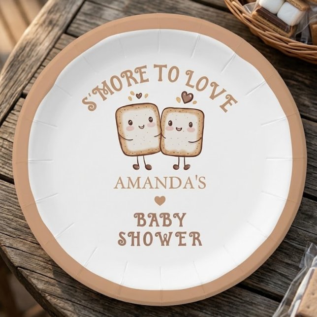 Prato De Papel Mais amor ao redor da fogueira - Baby Shower (Criador carregado)