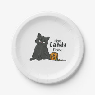 Prato De Papel Mais Doces Por Favor Halloween Gato Preto