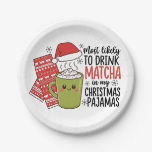 Prato De Papel Mais propenso a beber Matcha no meu Pajama de Nata