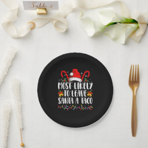 Prato De Papel Mais Provável Deixar Um Taco Para O Papai Noel Nat
