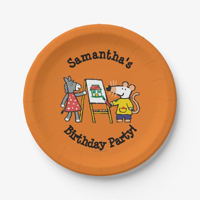 Prato De Papel Maisy e pintura Dotty no pré-escolar (Frente)