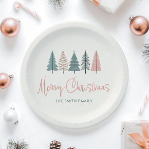 Prato De Papel Mal Natal Moderno e Elegante Minimalista