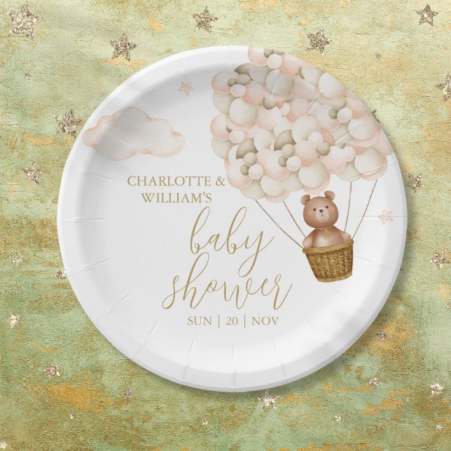 Prato De Papel Mal Podemos Esperar Festa do Ursinho de Pelúcia (We Can Bearly Wait Teddy Bear Baby Shower Paper Plates)