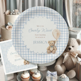 Prato De Papel Mal Podemos Esperar Menino Urso de Pelúcia Churras