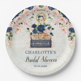 Prato De Papel Mala de Viagem Vintage Noiva Rosa Bege Festa de Ca