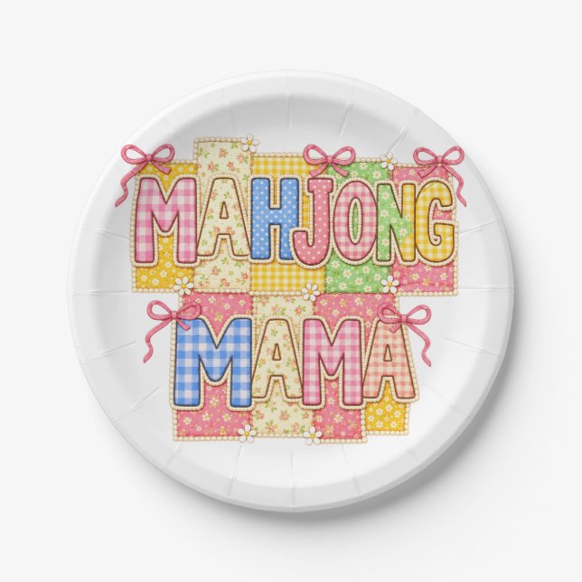 Prato De Papel Mamãe Mahjong (Frente)