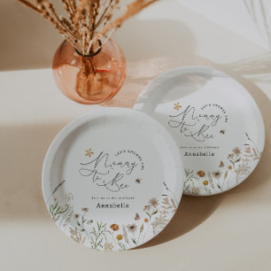 Prato De Papel Mamãe para o chá de fraldas de flor selvagem