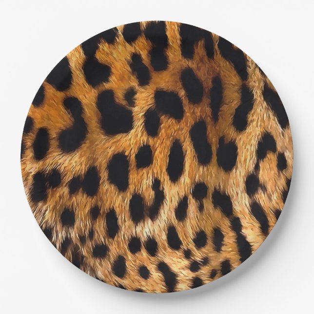Prato De Papel Manchas-leopardo Black Brown Wild Animal Fine Art (Frente)