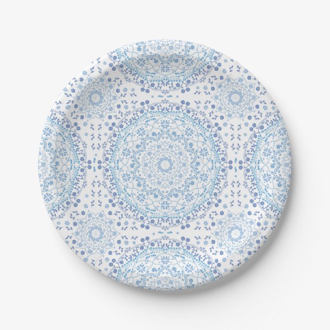 Prato de Papel Mandala Azul (Frente)