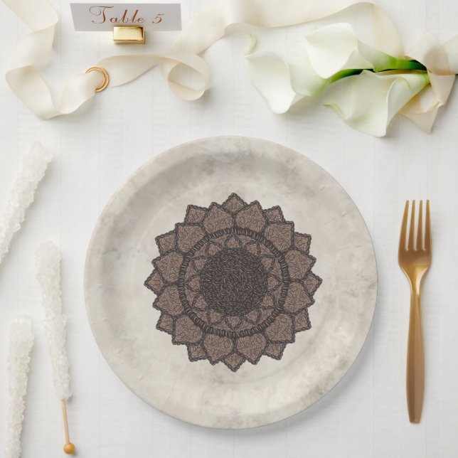Prato De Papel Mandala de Grão de Café (Casamento)