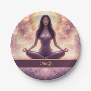 Prato De Papel Mandala de Meditação Brilhante Mulher Nome Persona