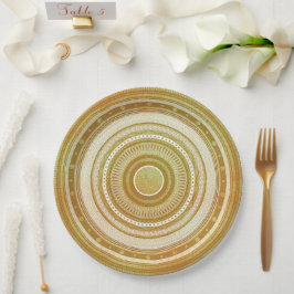 Prato De Papel Mandala Dourado e Brilhante