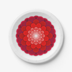 Prato De Papel Mandala Floral Vermelha-58566
