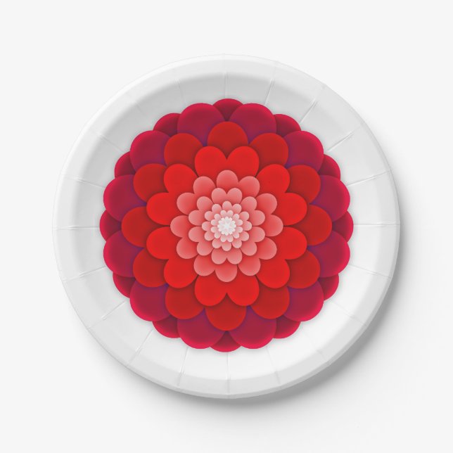 Prato De Papel Mandala Floral Vermelha-58566 (Frente)