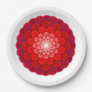 Prato De Papel Mandala Floral Vermelha-58566
