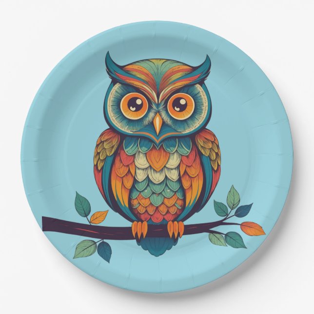Prato De Papel Mandala Owl (Frente)