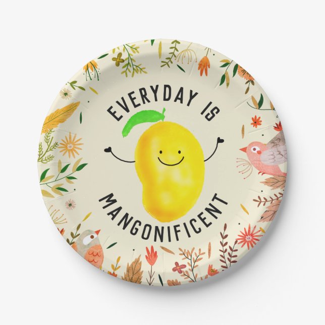 Prato De Papel Mango Pun Positivo - Todos os dias é Mangonisignif (Frente)