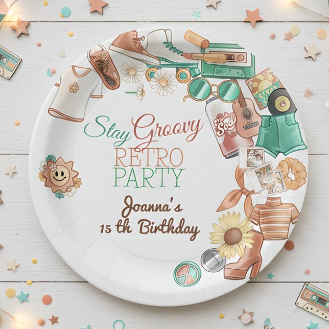 Prato De Papel Mantenha a festa de aniversário retrô ranhosa (Criador carregado)