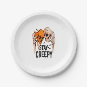 Prato De Papel Mantenha-se assustador com PNG, Halloween Retro Sk