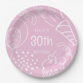 Prato De Papel Mão Divertida Desenhou Qualquer Balão De Aniversár