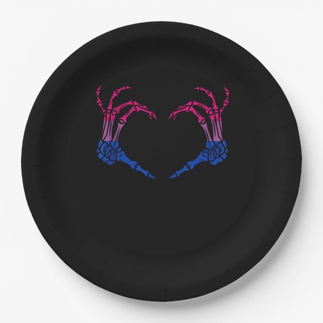 Prato De Papel Mão do Skeleton Heart Bisexual Lgbt-Q Pride Skull (Frente)