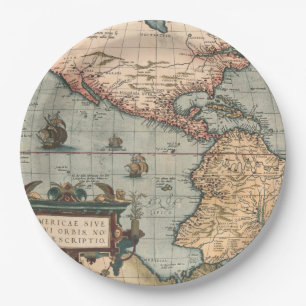 Prato De Papel Mapa Antigo da América do Norte
