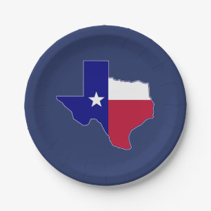 Prato De Papel Mapa da bandeira de Texas