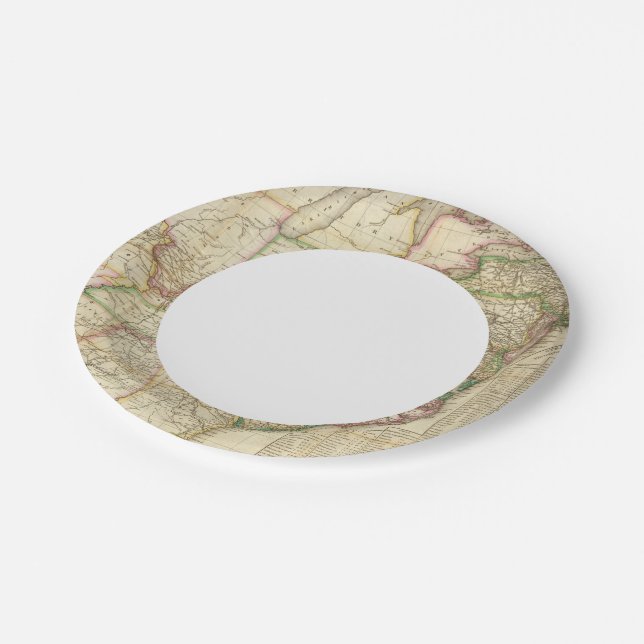 Prato De Papel Mapa Das Estradas, Dos Canais E Do Barco A Vapor (Inclinado)