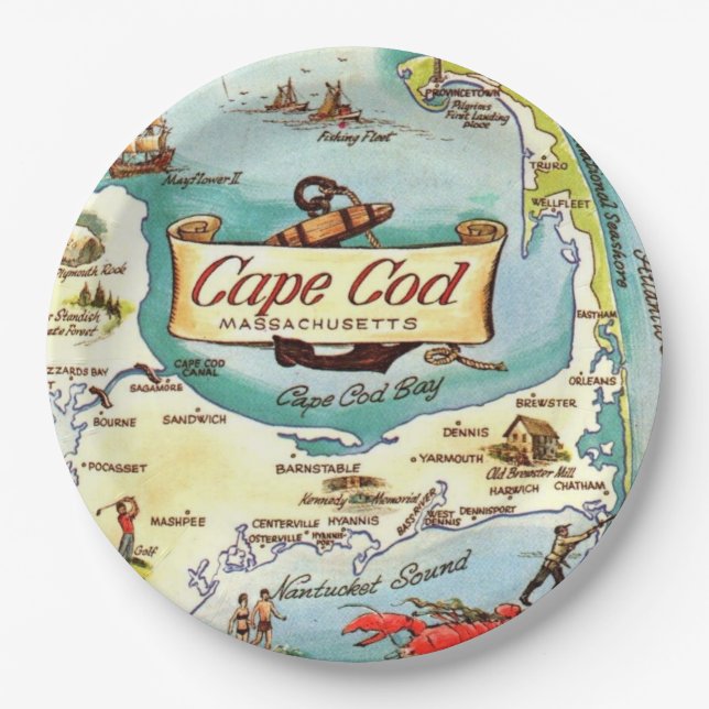 Prato De Papel Mapa de Cape Cod MA  (Frente)