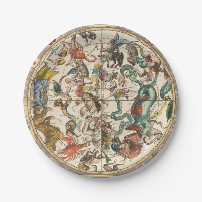 Prato De Papel Mapa de Estrelas do Céu Celestial Zodiac (Frente)