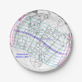 Prato De Papel Mapa do Eclipse Solar Total de 2027