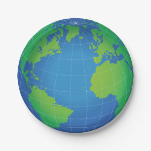 Prato De Papel Mapa do globo do mundo