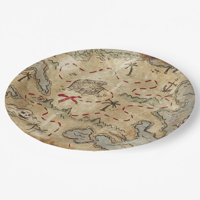 Prato De Papel Mapa do tesouro (Inclinado)