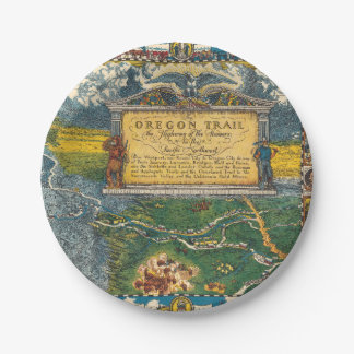Prato De Papel Mapa Restaurado do Vintage 1932 Oregon Trail