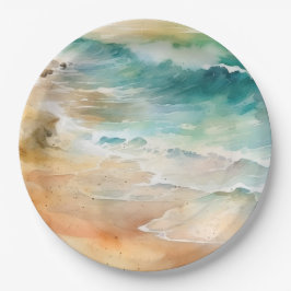 Prato De Papel Mar Tropical de Praia e Costa do Oceano de Areia