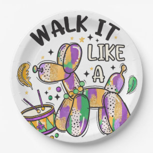 Prato De Papel Mardi Gras Balloon Dog