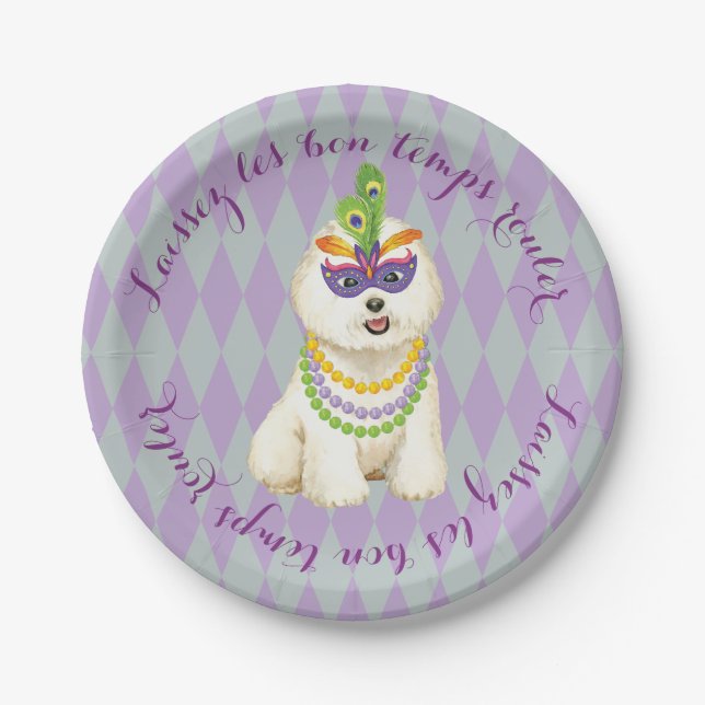 Prato De Papel Mardi Gras Bichon Frise (Frente)