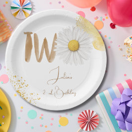 Prato De Papel Margarida d'água segundo aniversário