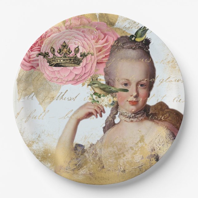 Prato De Papel Marie Antoinette French inspirou o Partido Shabby (Frente)
