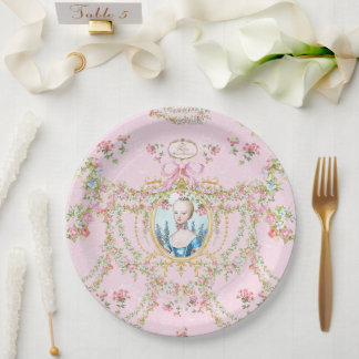 Prato De Papel Marie Antoinette pink rose frame plate