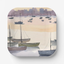 Marina de Barcos | Baía Oceânica em Aquarela