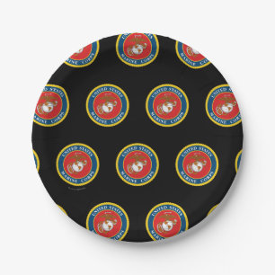 Prato De Papel Marines dos Estados Unidos Fundo Marinho 1