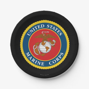 Prato De Papel Marines dos Estados Unidos   Fundo Marinho 1