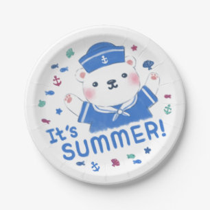 Prato De Papel Marinheiro de Urso Polar Bonito na Ilustração de V