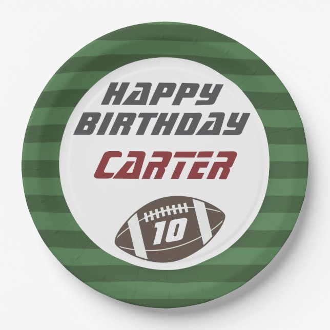 Prato De Papel Marinho de futebol americano vermelho, qualquer Fe (Frente)