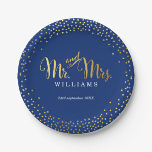 Prato De Papel marinho na moda MESA mini confetti gold